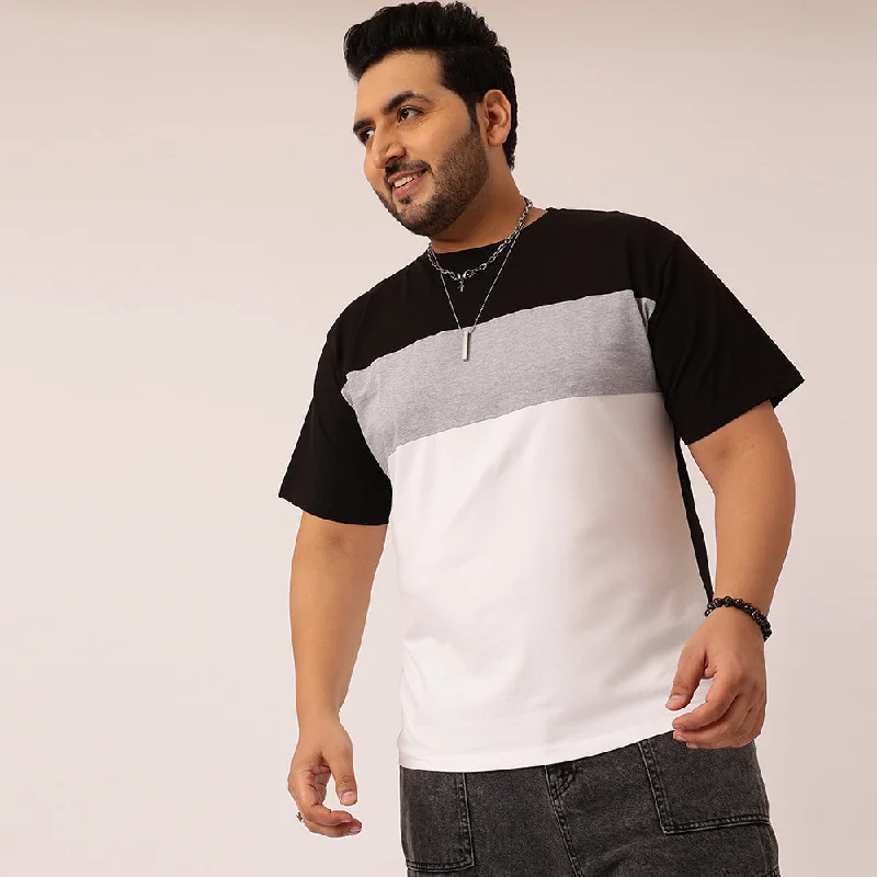 Black Grey White Color Block T-shirt