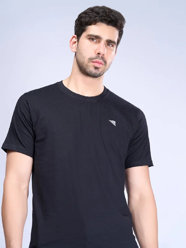 Men Cotton Black Half Sleeves Expert Tee - ET14