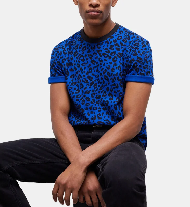 Men's Blue Leopard Print Shirt