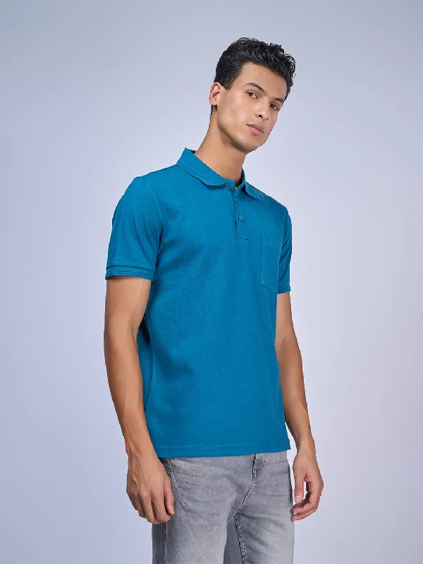 Men Polo Tshirt Blue Metalic