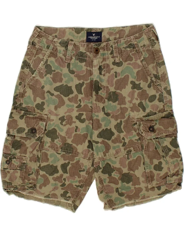 AMERICAN EAGLE OUTFITTERS Mens Cargo Shorts W30 Medium Green Camouflage