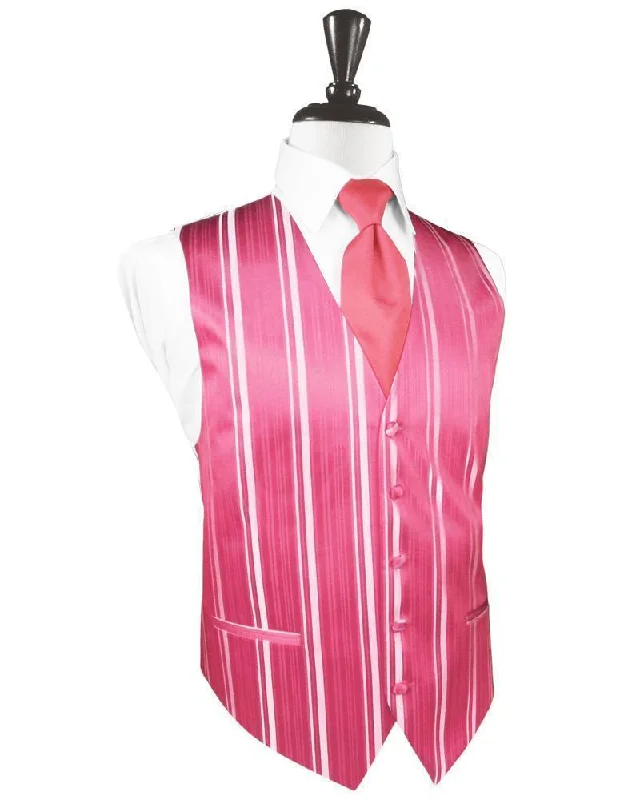 Bubblegum Striped Satin Tuxedo Vest