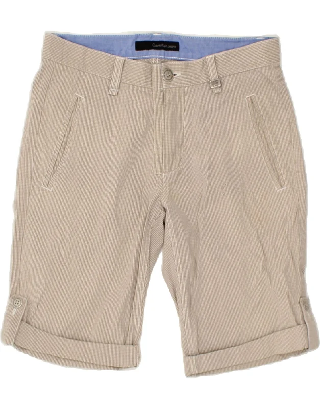 CALVIN KLEIN Mens Chino Shorts W32 Medium  Beige Check Cotton