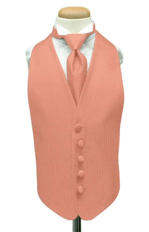 Coral Herringbone Kids Tuxedo Vest