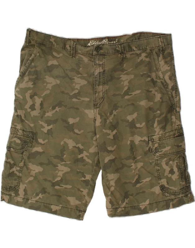 EDDIE BAUER Mens Cargo Shorts W42 2XL Green Camouflage Cotton