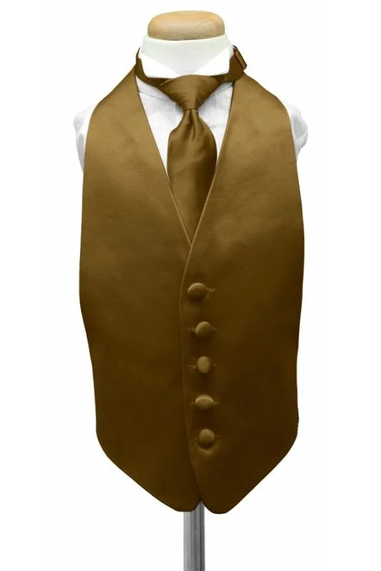 Gold Luxury Satin Kids Tuxedo Vest