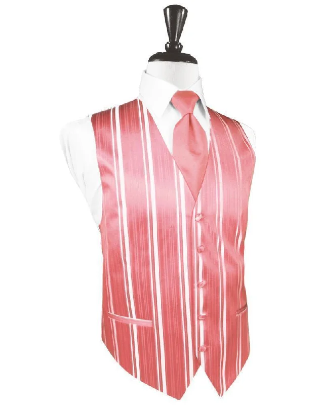 Guava Striped Satin Tuxedo Vest