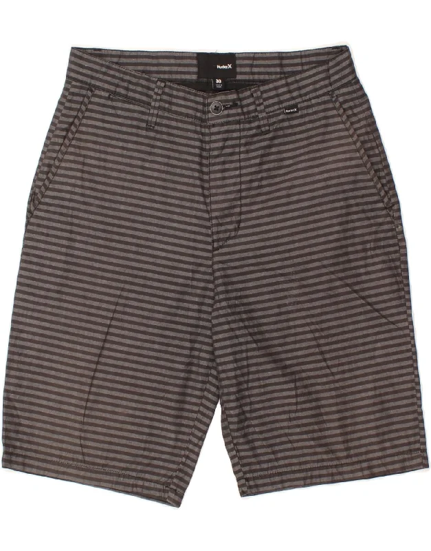 HURLEY Mens Chino Shorts W30 Medium  Grey Striped Cotton