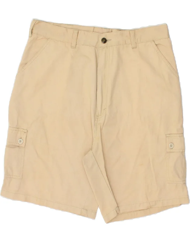 IDENTIC Mens High Waist Cargo Shorts IT 52 XL W36 Beige Cotton