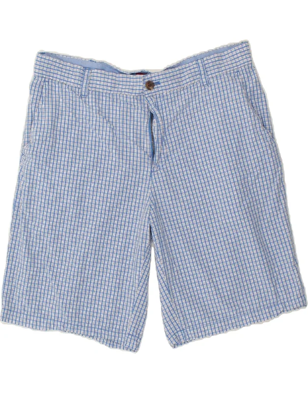 IZOD Mens Chino Shorts W36 Large Blue Check Cotton