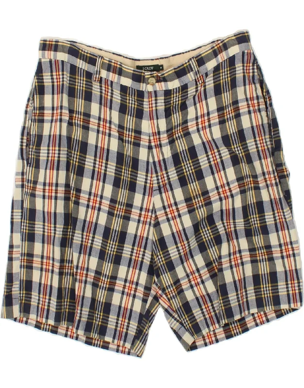 J. CREW Mens Chino Shorts W36 Large  Navy Blue Check Cotton