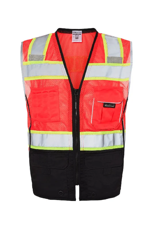 Kishigo Mens Premium Black Series Black Bottom Class 2 Vest - Fluorescent Red