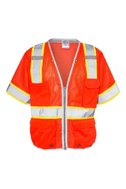 Kishigo Mens Premium Brilliant Series Heavy Duty Class 3 Vest - Fluorescent Red