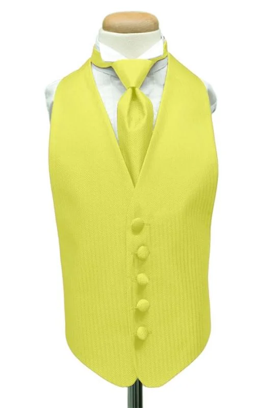 Lemon Herringbone Kids Tuxedo Vest