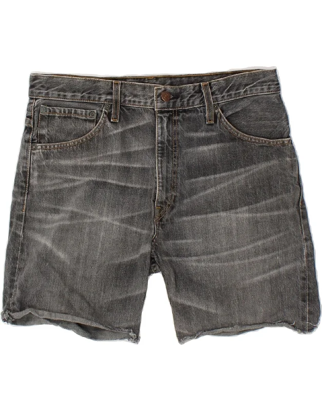 LEVI'S Mens 507 Denim Shorts W34 Large Black Cotton