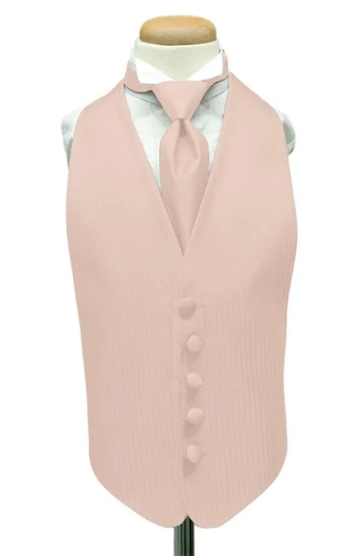 Light Pink Herringbone Kids Tuxedo Vest