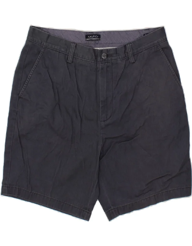 NAUTICA Mens Chino Shorts W34 Large Navy Blue Cotton