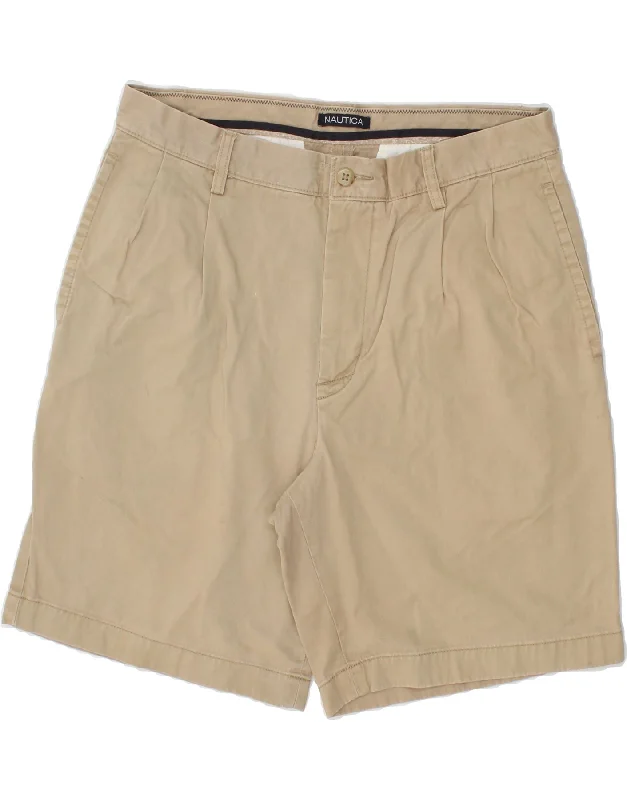 NAUTICA Mens Pegged Chino Shorts W34 Large Beige Cotton