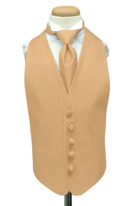 Peach Herringbone Kids Tuxedo Vest