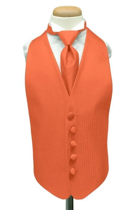 Persimmon Herringbone Kids Tuxedo Vest