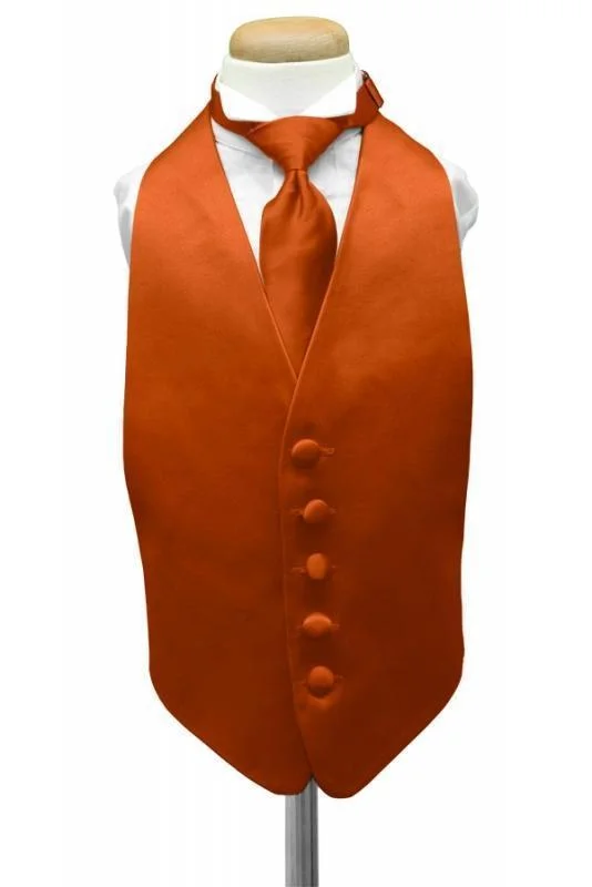 Persimmon Luxury Satin Kids Tuxedo Vest