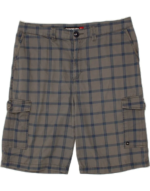 QUIKSILVER Mens Cargo Shorts W40 XL Grey Check