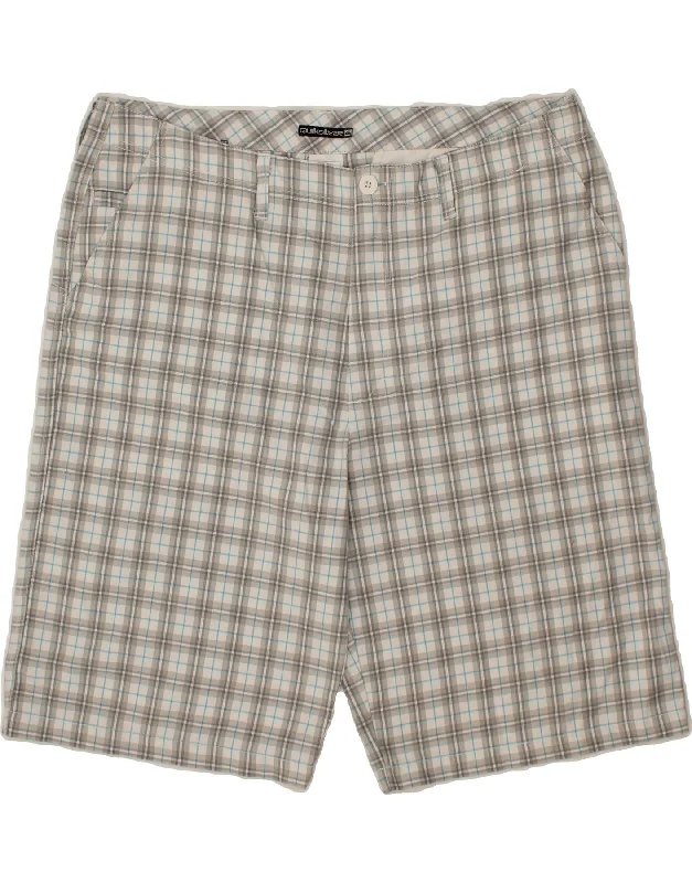 QUIKSILVER Mens Chino Shorts W40 XL Grey Check Polyester