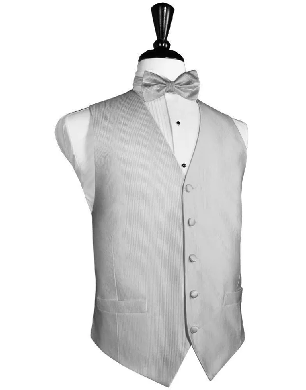 Silver Faille Silk Tuxedo Vest