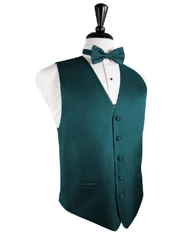 Teal Herringbone Tuxedo Vest