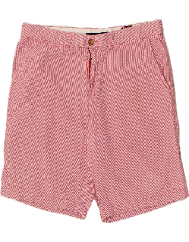 TOMMY HILFIGER Mens Chino Shorts W34 Large Pink Check Cotton