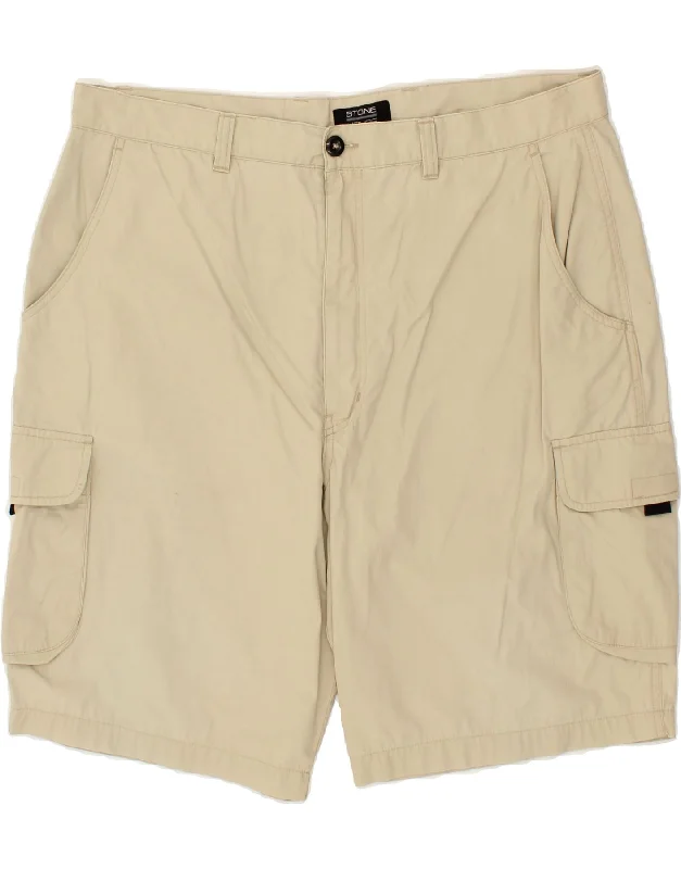 VINTAGE Mens Cargo Shorts W36 Large Beige Cotton