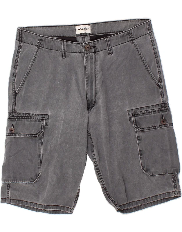 WRANGLER Mens Cargo Denim Shorts W33 Medium Grey Cotton