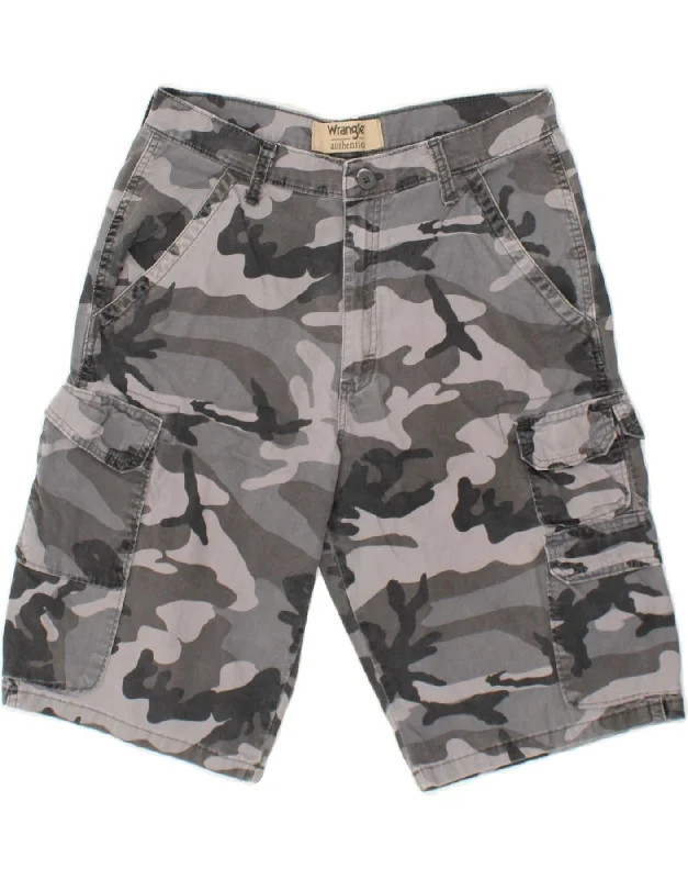 WRANGLER Mens Cargo Shorts W32  Medium  Grey Camouflage Cotton