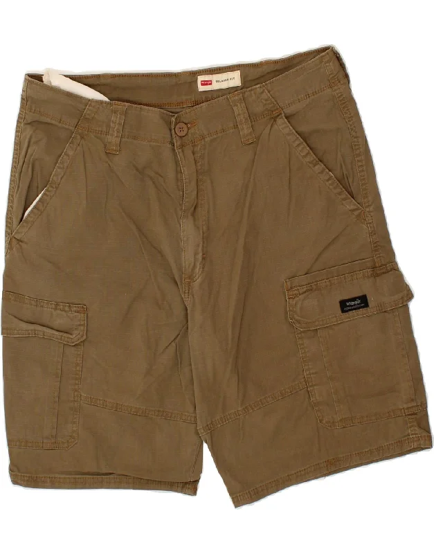 WRANGLER Mens Relaxed Fit Cargo Shorts W36 Large  Brown Cotton