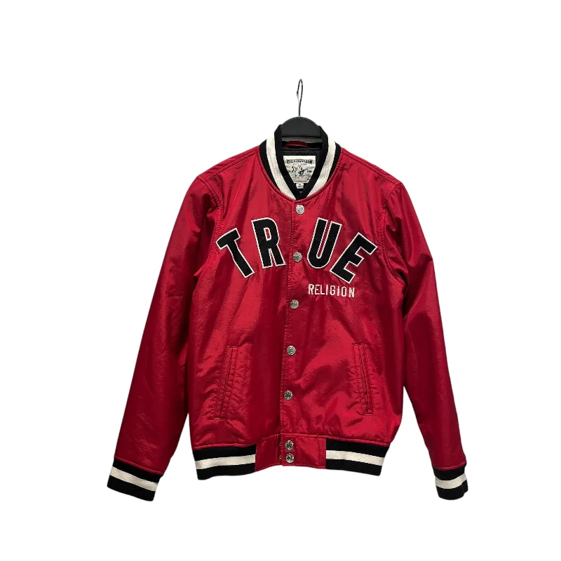 TRUE RELIGION/Jacket/S/Nylon/RED/black white collar sleeve