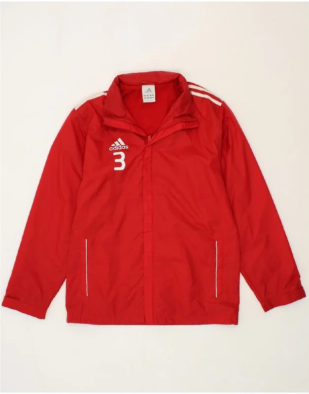 ADIDAS Mens Hooded Rain Jacket UK 38/40 Medium Red Polyamide