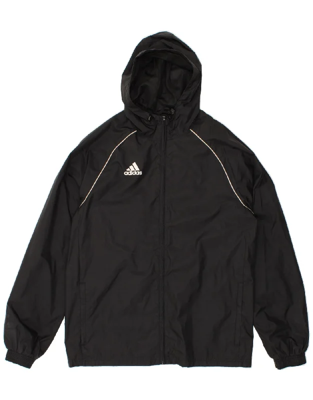 ADIDAS Mens Hooded Rain Jacket UK 38 Medium Black Polyester