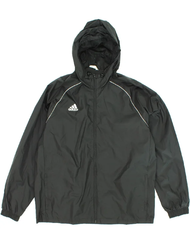 ADIDAS Mens Hooded Rain Jacket UK 42 XL Black Polyester