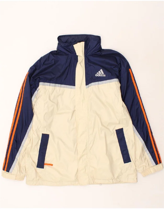 ADIDAS Mens Windbreaker Jacket UK 44/46 Large White Colourblock Polyester