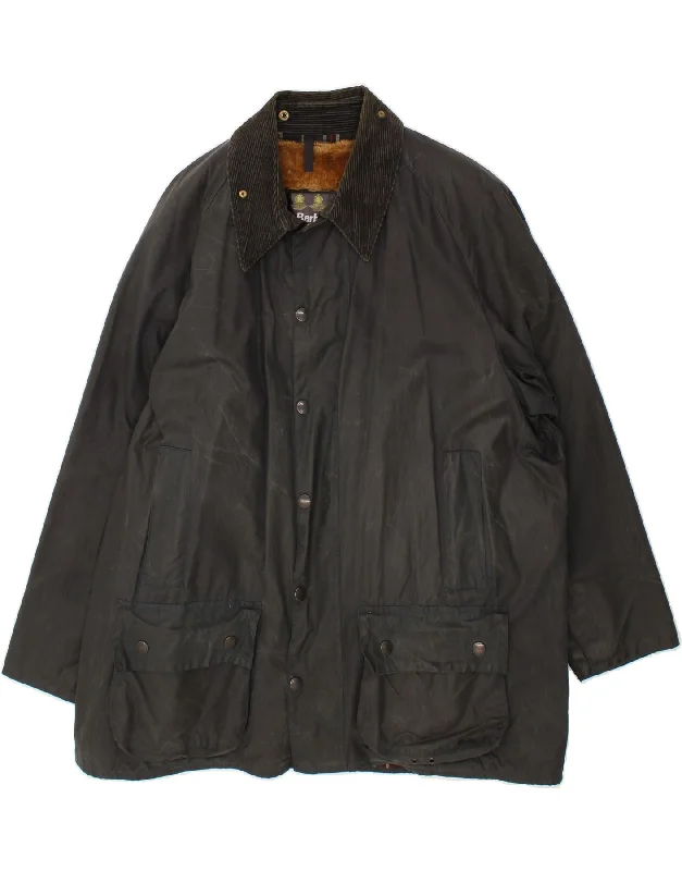 BARBOUR Mens Waxed Cotton Jacket IT 50 Large Black Cotton