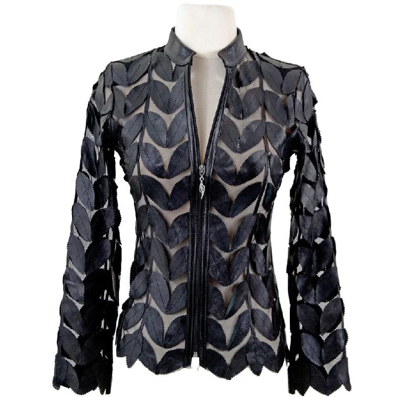 Belgin Francis Classic Leaf Design Leather Jacket - BLACK