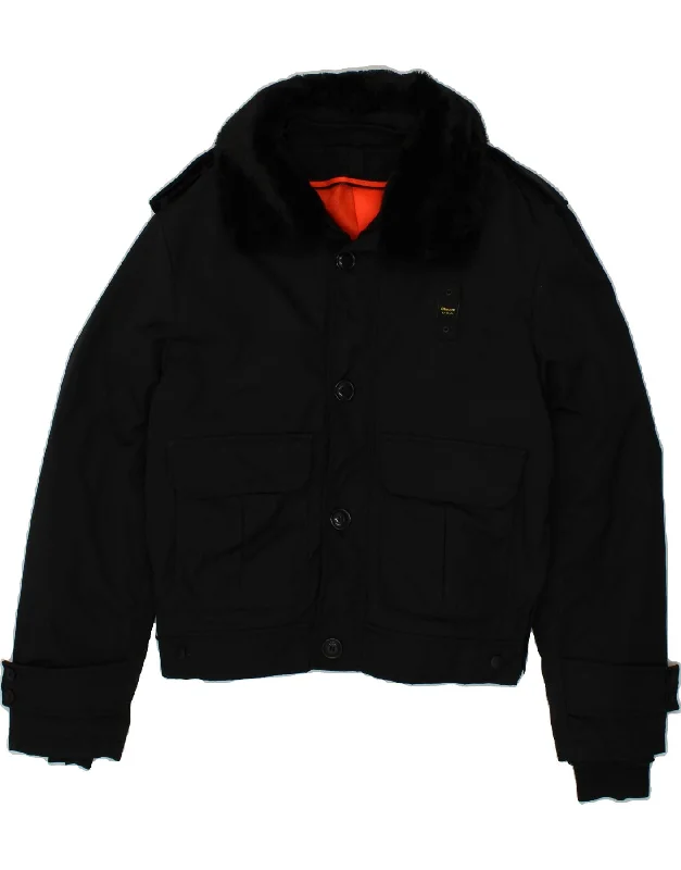 BLAUER Mens Padded Jacket UK 40 Large Black Polyamide