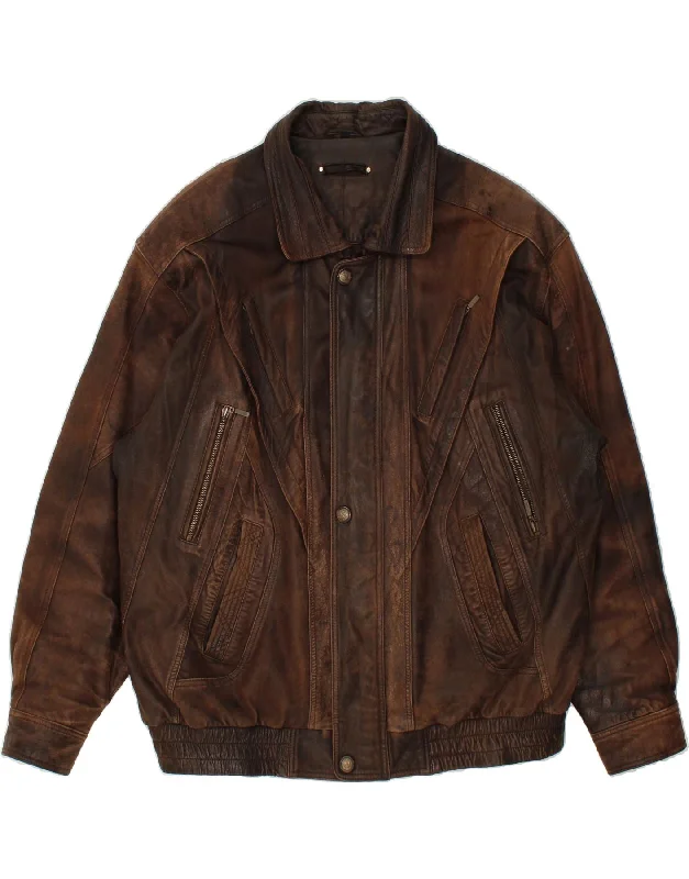 CANDA Mens Leather Jacket IT 58 4XL Brown Leather