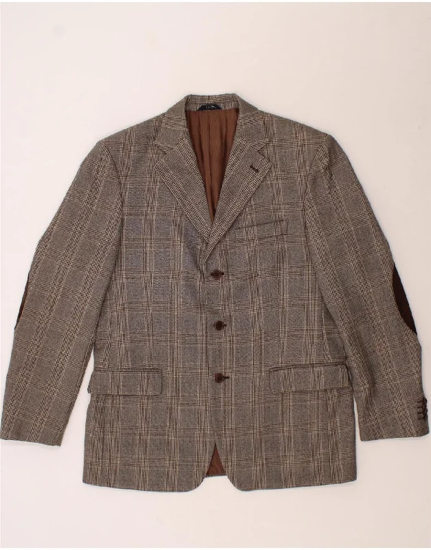 CONBIPEL Mens 3 Button Blazer Jacket IT 50 Large Grey Check Wool