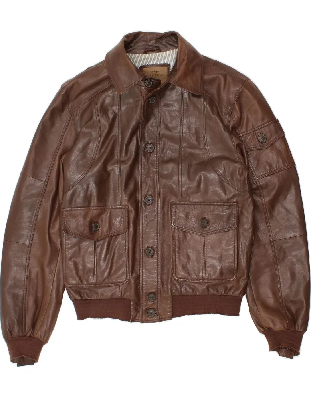 CONBIPEL Mens Leather Jacket IT 48 Medium Brown Leather