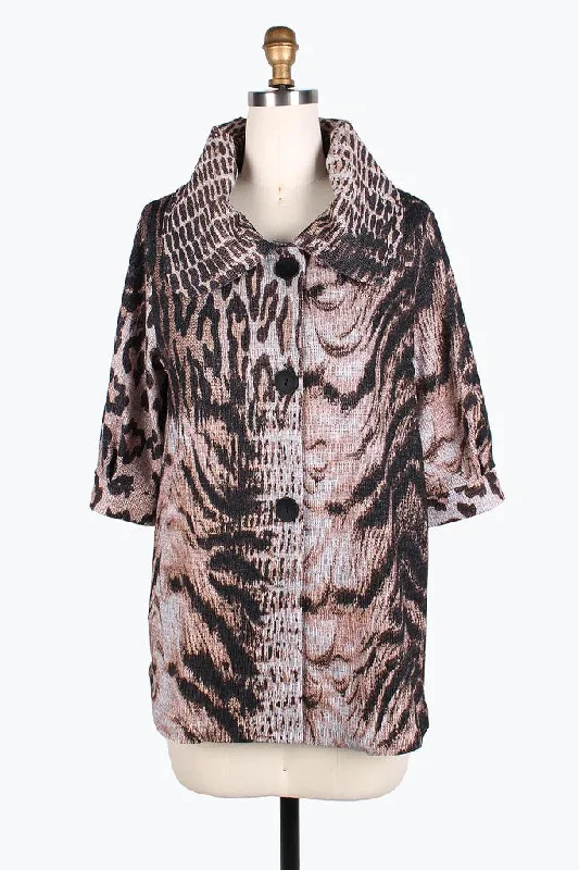 Damee Animal Print Swing Jacket 4825-BRN