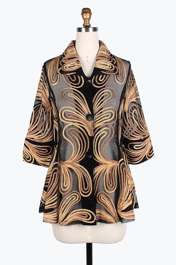 Damee Ombre Swirl Soutache Jacket 2389-BRN