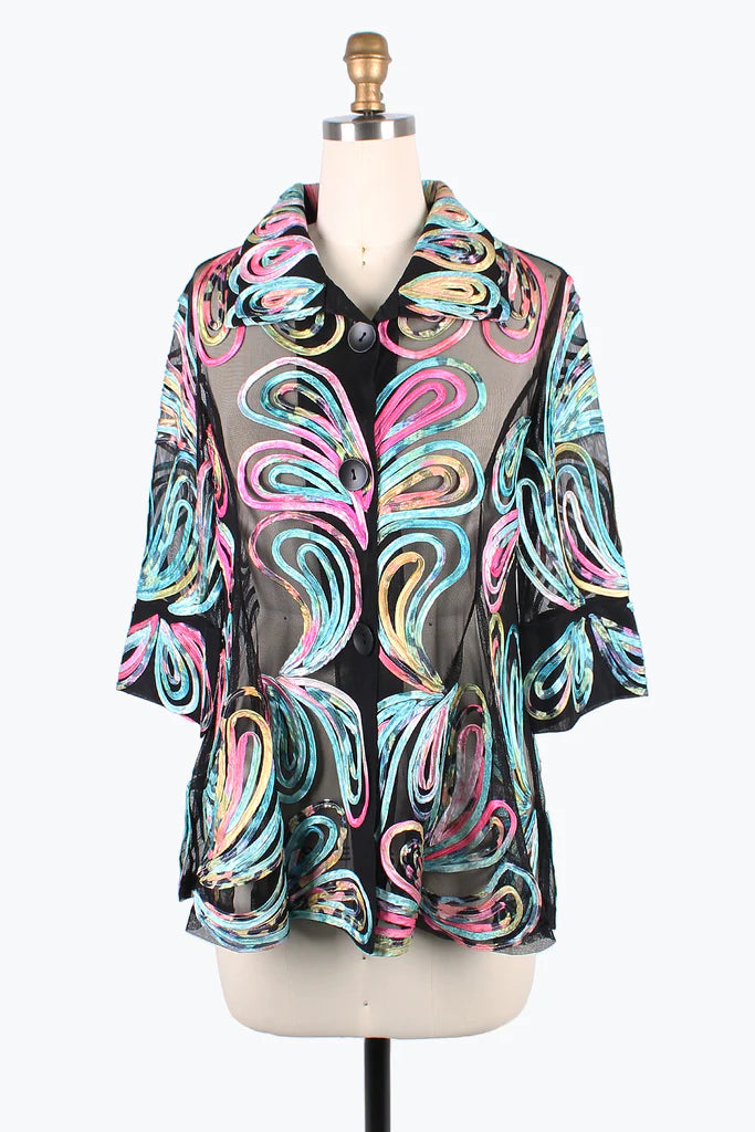 Damee Pastel Swirl Soutache Jacket 2389-MNT