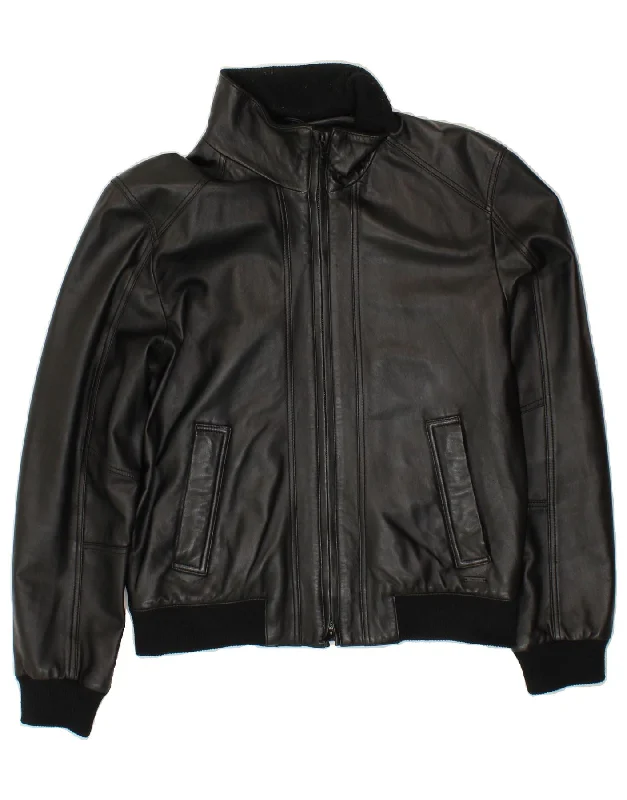 DKNY Mens Leather Jacket Uk 38 Medium Black