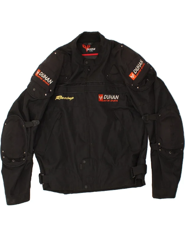 DUHAN Mens Graphic Racer Jacket UK 44 2XL Black